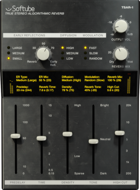 Softube TSAR-1 Reverb 自然な奥行きを作れる残響